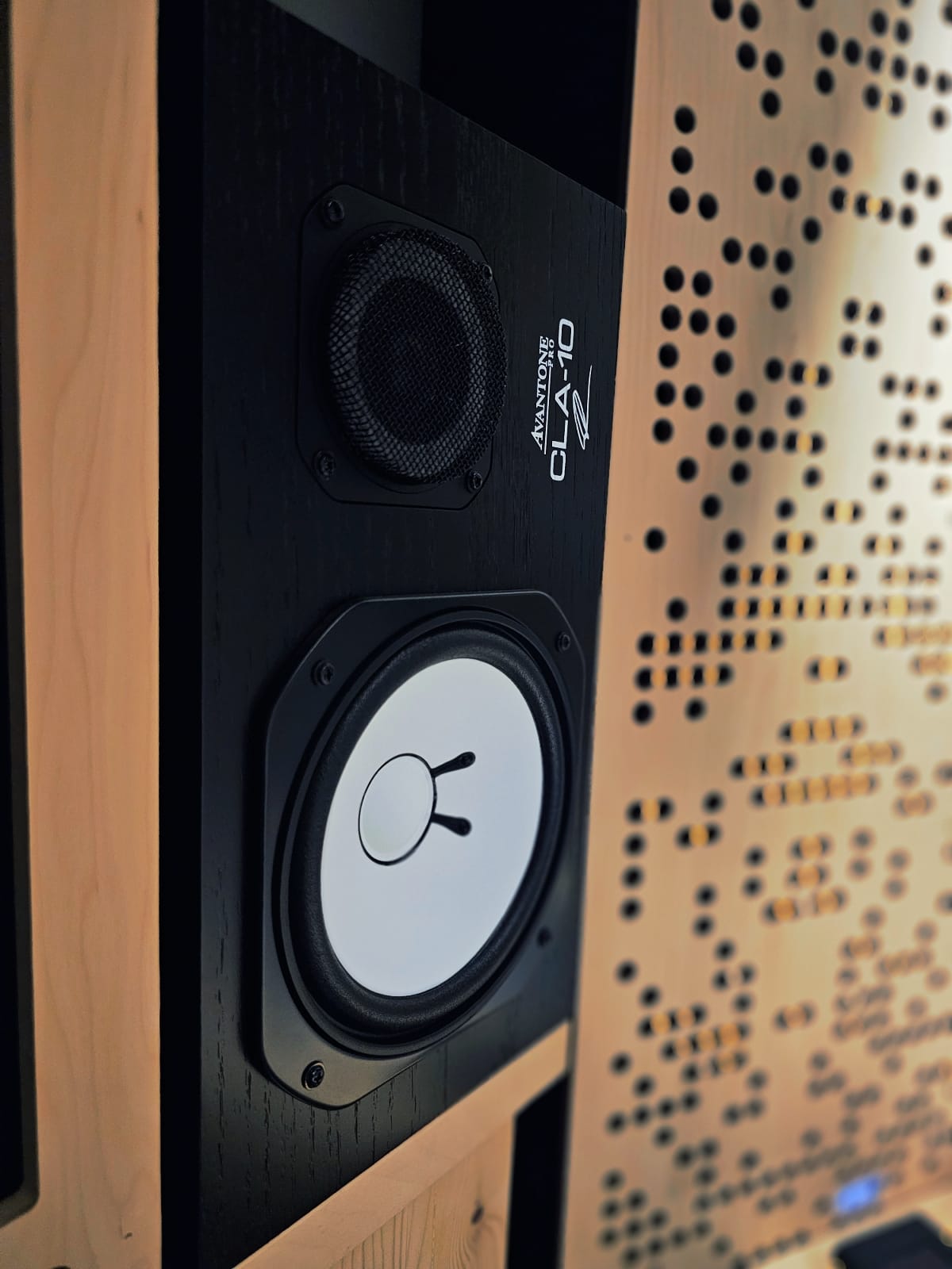 Studio monitors close-up